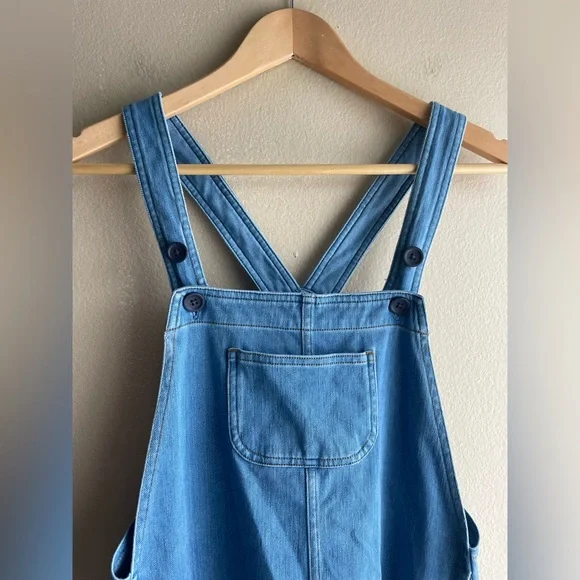 Muji Women Blue Denim Pockets Dress Small - Picture 2 of 8